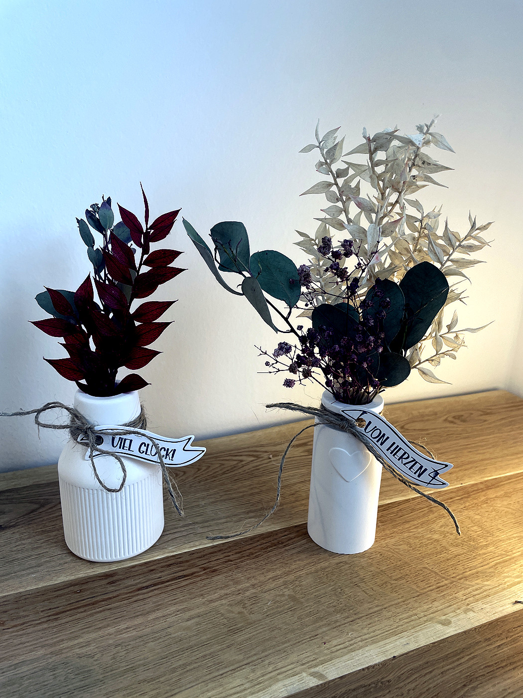 Vase „Viel Glück“ und „von Herzen“